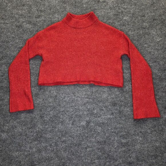 H&M Divided Sweater Womens XS Cropped Rib Knit Long Sleeve Mock Neck Pullover - Picture 1 of 6